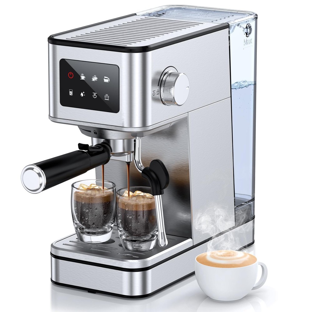 20 Bar Compact Espresso Machine with Milk Frother for Creamy Lattes