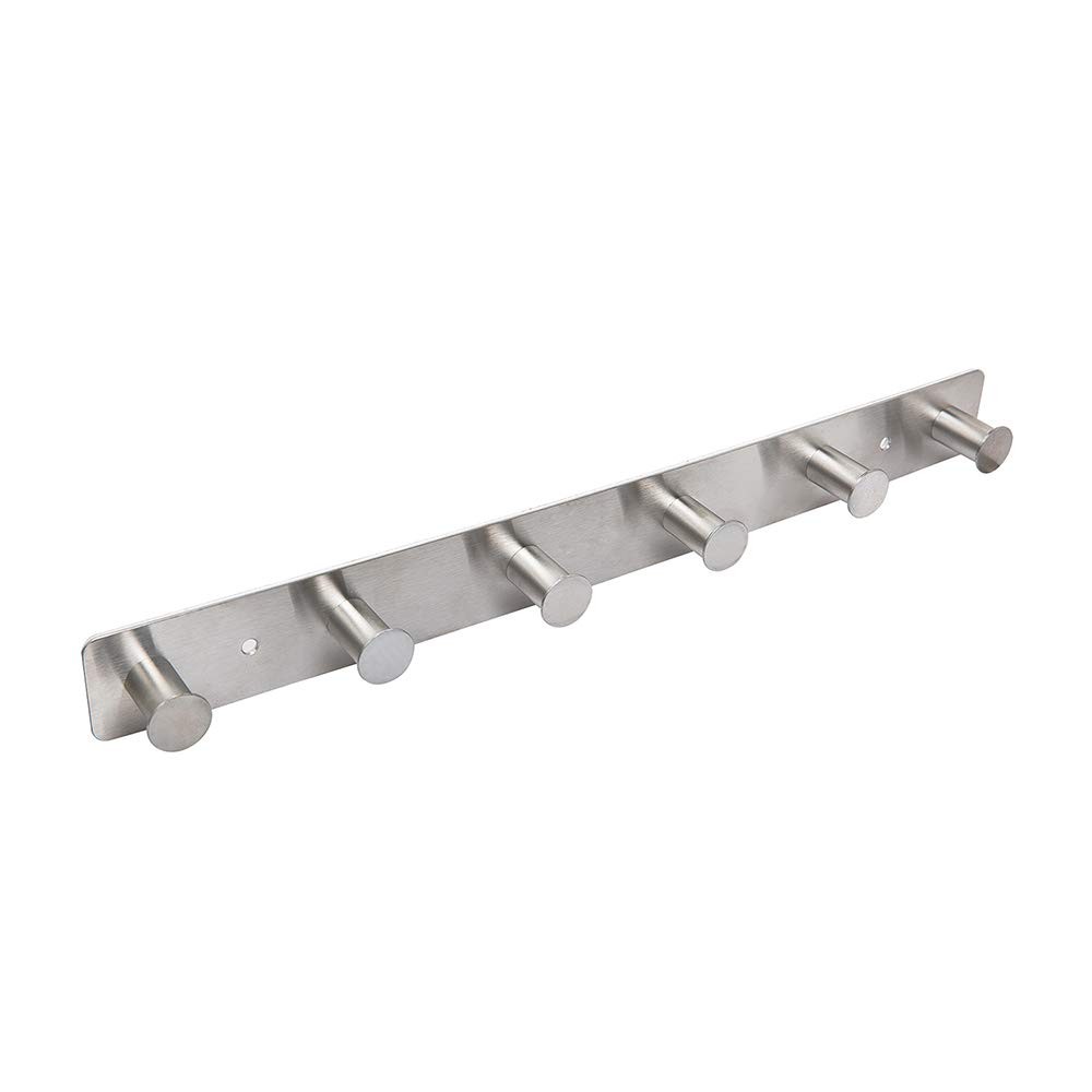 Stainless Steel Wall Mount Coat Rack with Adhesive & Screw Installation
