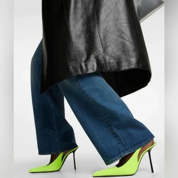 Saint Laurent Kiss 105 Yellow Leather Slingback Pumps Size 8.5 NWT