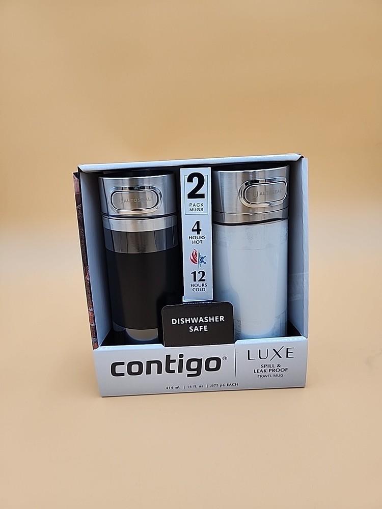Contigo Luxe 14 oz Travel Mug 2-Pack in Licorice and Frosted Pearl