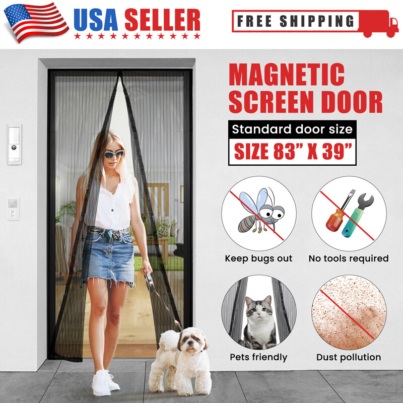 Durable Magnetic Screen Door Mesh Curtain Heavy Duty Mosquito Net Hands Free Bug Barrier  