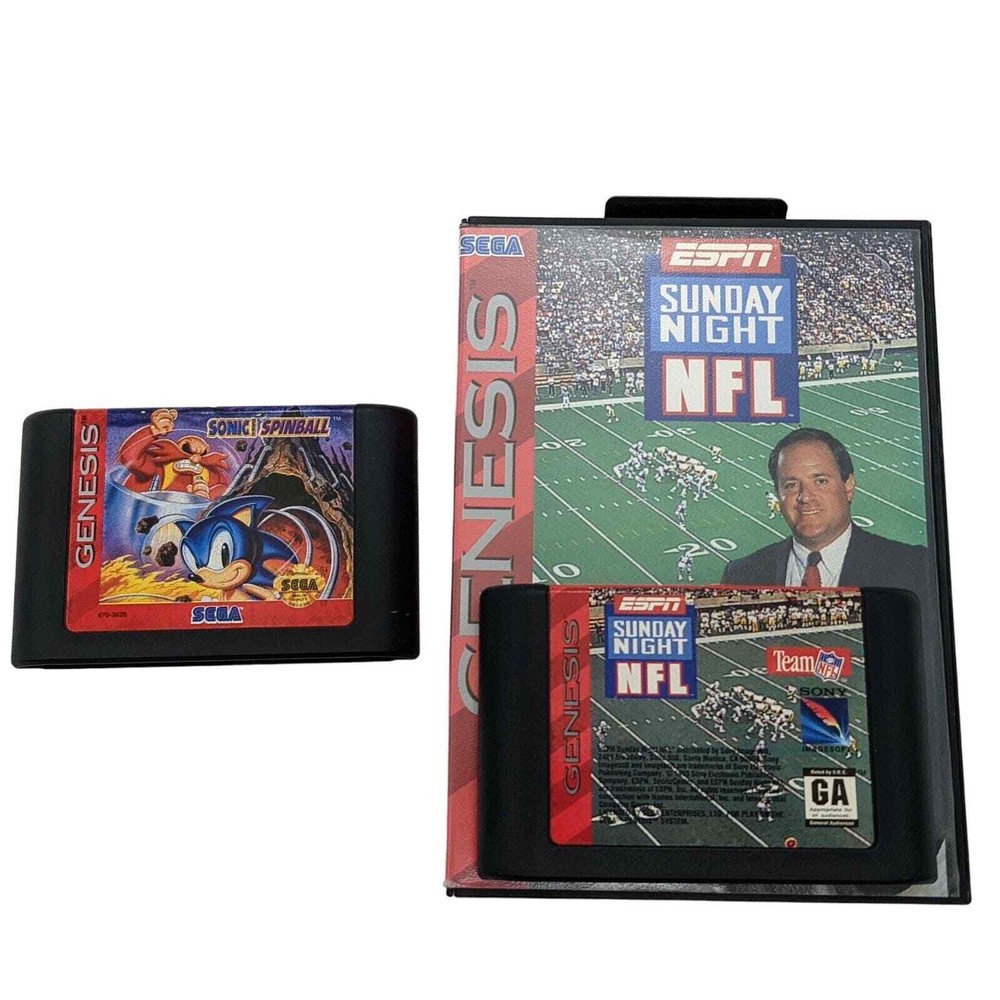 Sega Genesis Lot Sonic Spinball ESPN Sunday Night Football NFL Hedgehog Games