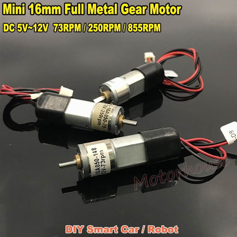 16MM DC 5V-12V Mini 050 Gear Motor Micro Full Metal Gearbox Reduction Robot Car-image
