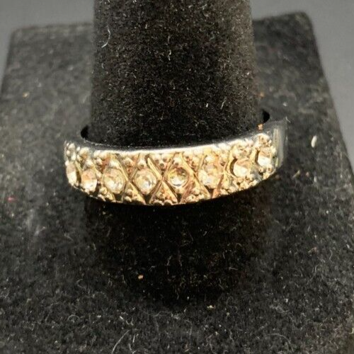 Vintage Antique Silver Tone Rhinestone CZ Ring - Size 9.5