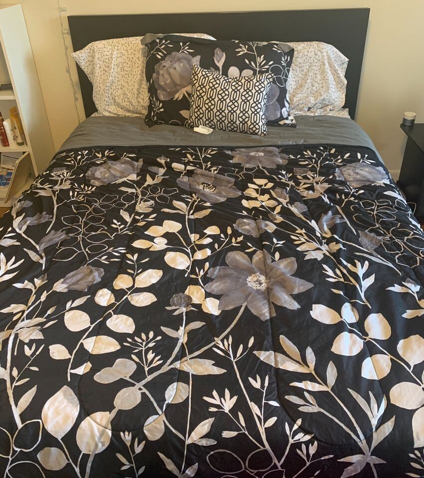 Full-size double bed frame and mattress in excellent condition-image