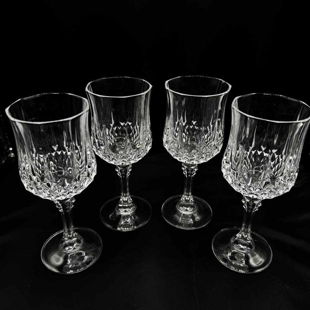 Set of 4 Cristal D'Arques Durand Longchamp Crystal Wine Glass Stemware 6.5”