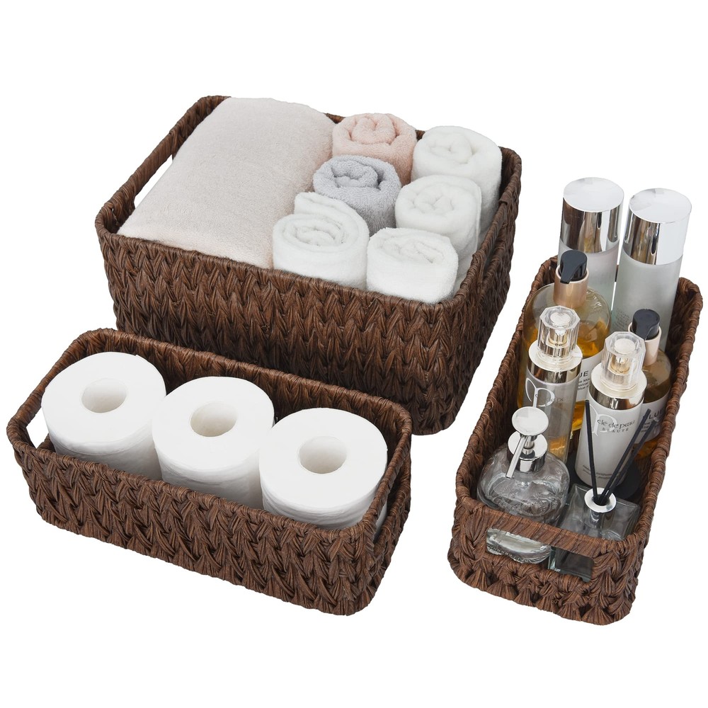 Waterproof Storage Basket Set for Shelves and Toilet Organization, Ideal for Decluttering and Stylish Storage Solutions