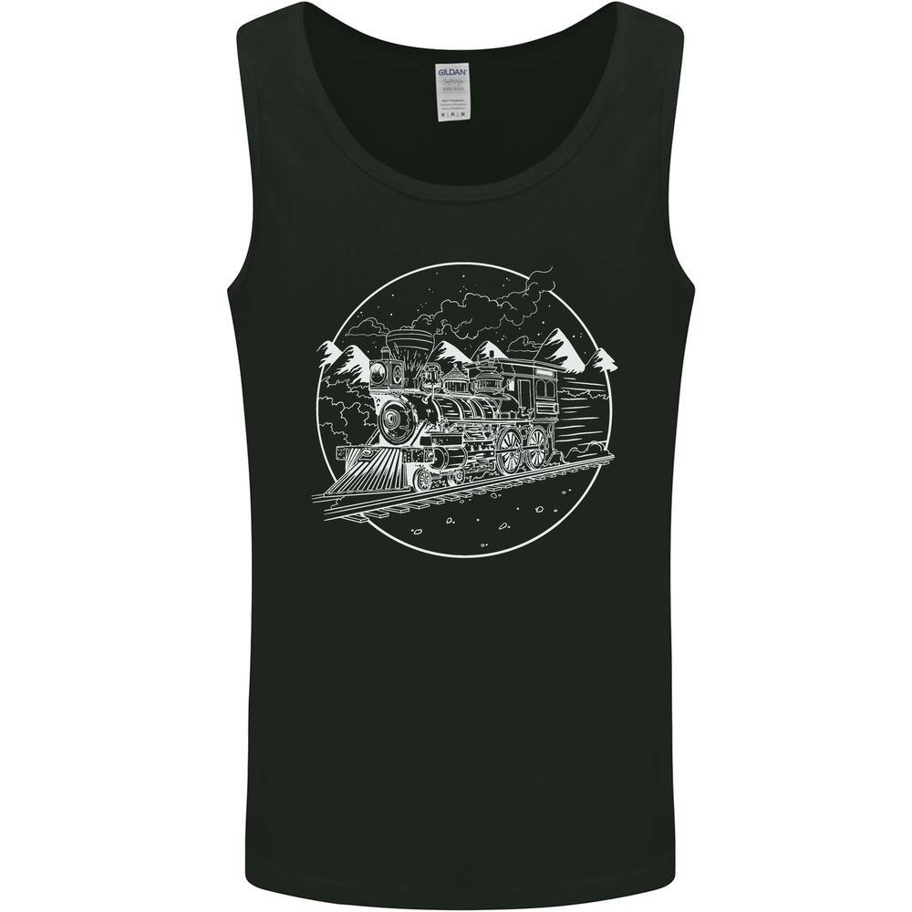 Vintage White Steam Locomotive Train Enthusiast Men's Vest Tank Top  