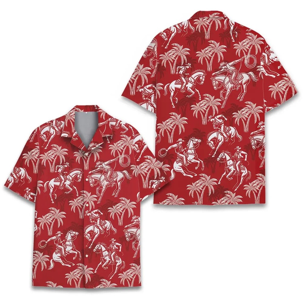 Western Cowboy Hawaiian Shirt , Button Down Full Size S-5XL