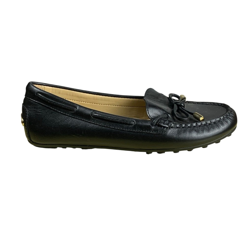 Michael Kors Black Leather Loafers Women’s Size 6M Classic Slip-On Moc Flats