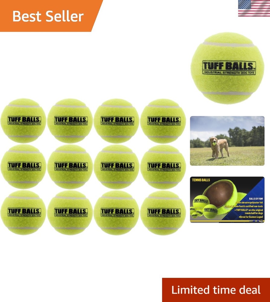 Yellow Tennis Ball Dog Toys | 12 Pack Giant 4