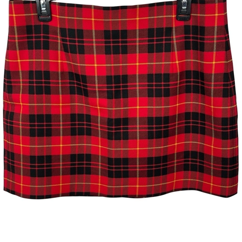 Zara Womens Red Black Plaid Mini Skirt Size XL Casual Chic Style