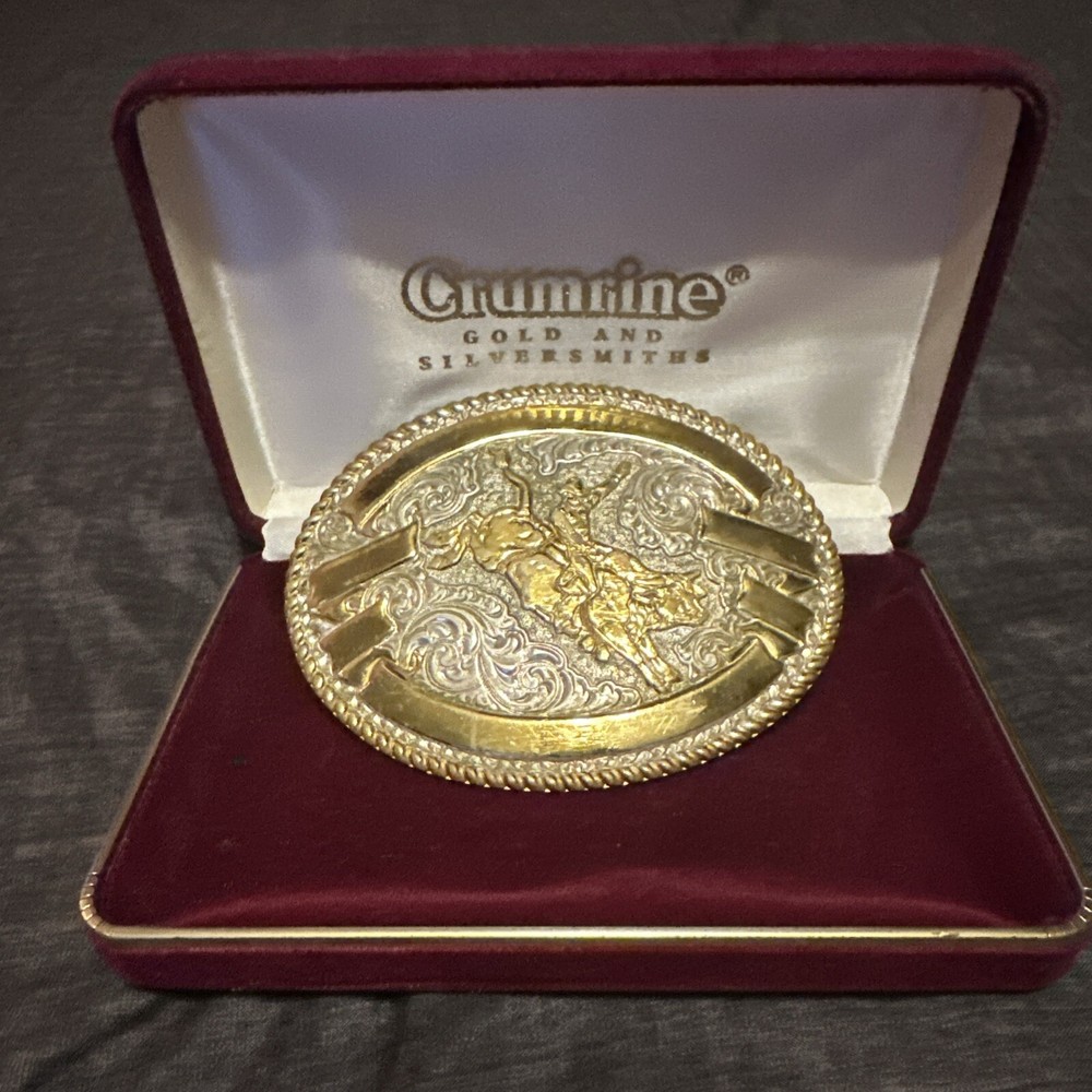 Crumrine Gold And Silver Cowboy Belt Buckle