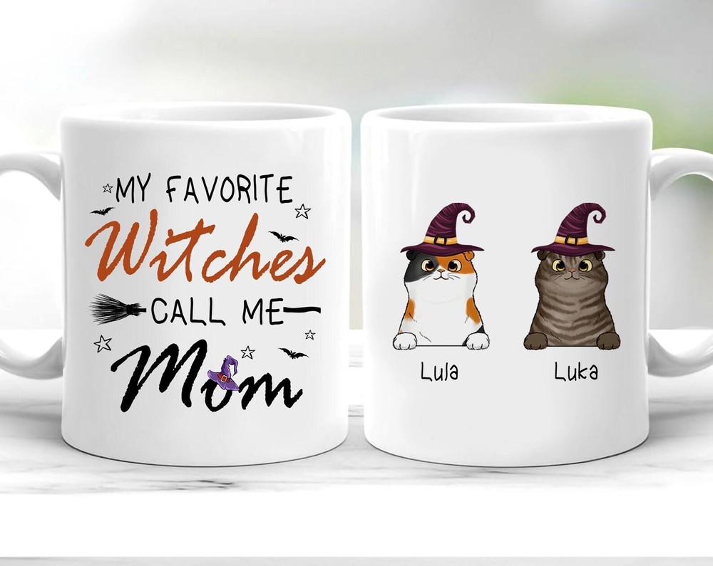 Halloween Witch Cat Mom Personalized Mug Halloween Is Better With Cats Mug