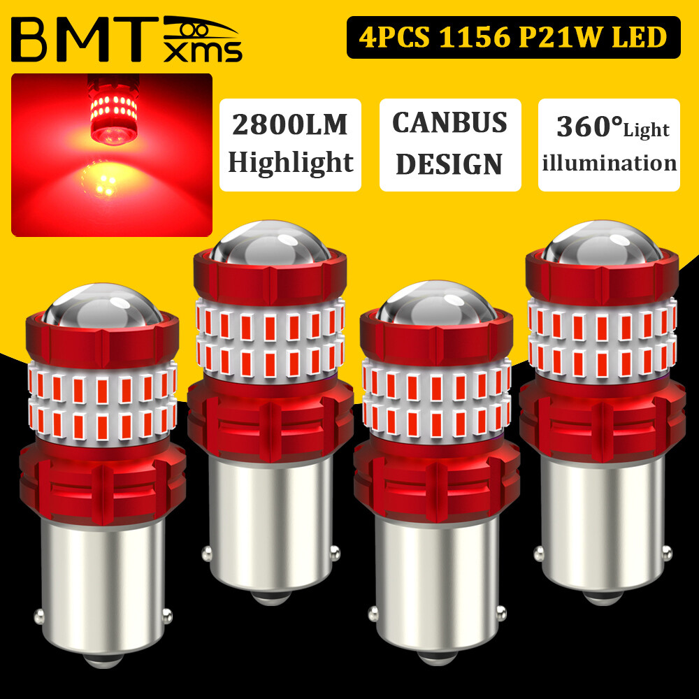 4pcs LED 1156 7506 P21W Brake Light Bulbs Safety Warning Stop Tail Bulb 360°
