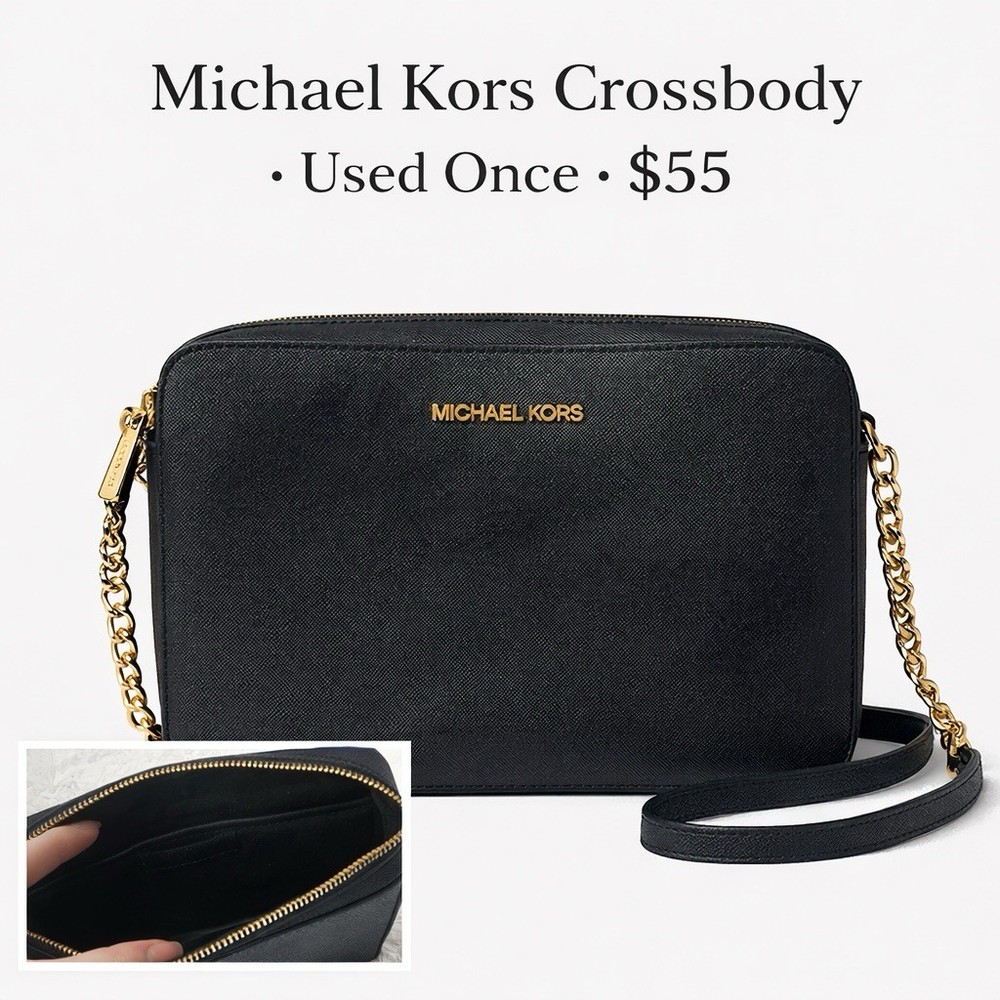 Michael Kors Jet Set 32S4GTVC3L Crossbody Bag, Large - Black