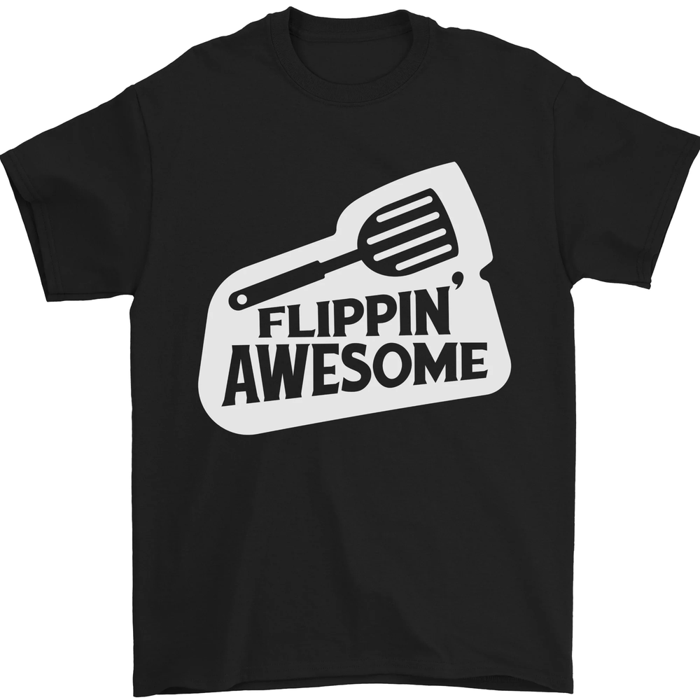 Flipping Awesome Funny Chef BBQ Fathers Day Mens T-Shirt 100% Cotton