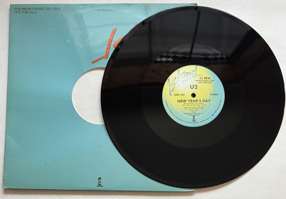U2 New Years Day 12 Promo DMD 604 VG++ Shrink Wrap 1983 Bono War-image