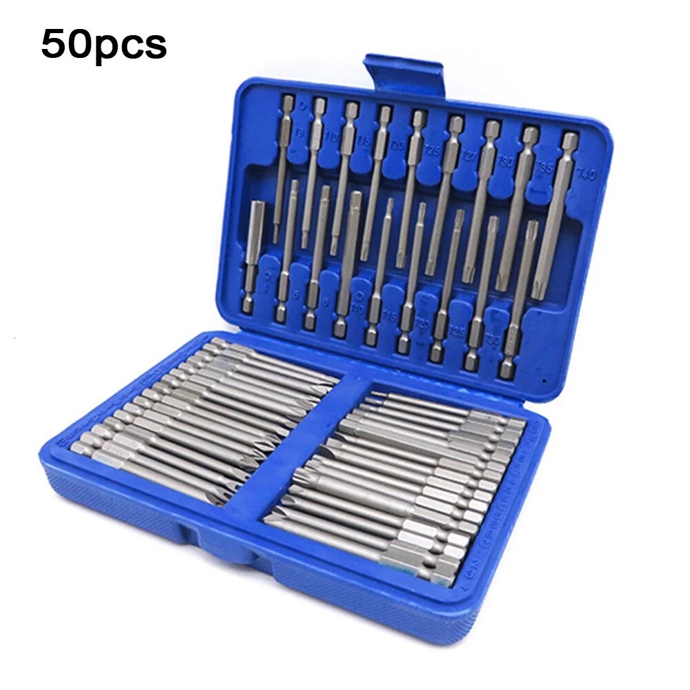50pcs 75mm Long Reach Security Screwdriver Bits Torx Hex Set