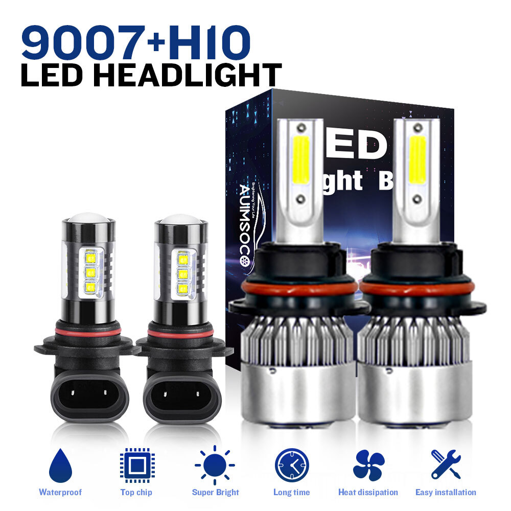 For Ford F-150 F-250 F-350 Super Duty 4x 6500K LED Headlight+Fog Light Bulbs Kit