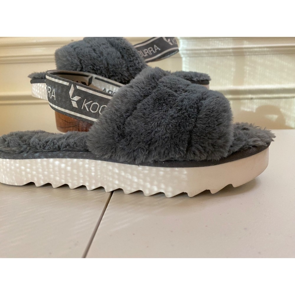 Koolaburra by Ugg Fuzzn II Womens Slippers US 6 Stone Grey Plush Faux Fur