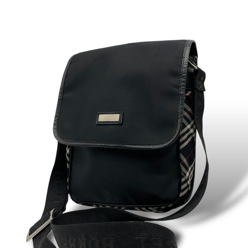 Burberry Shoulder Bag Black Label Check Nylon