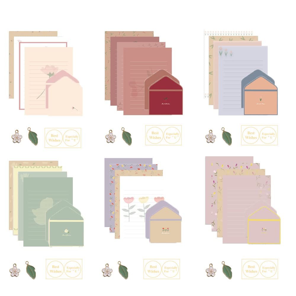 72 Pcs Stationary Writing Paper and Envelopes Set, 24 Sheet Floral Letter A