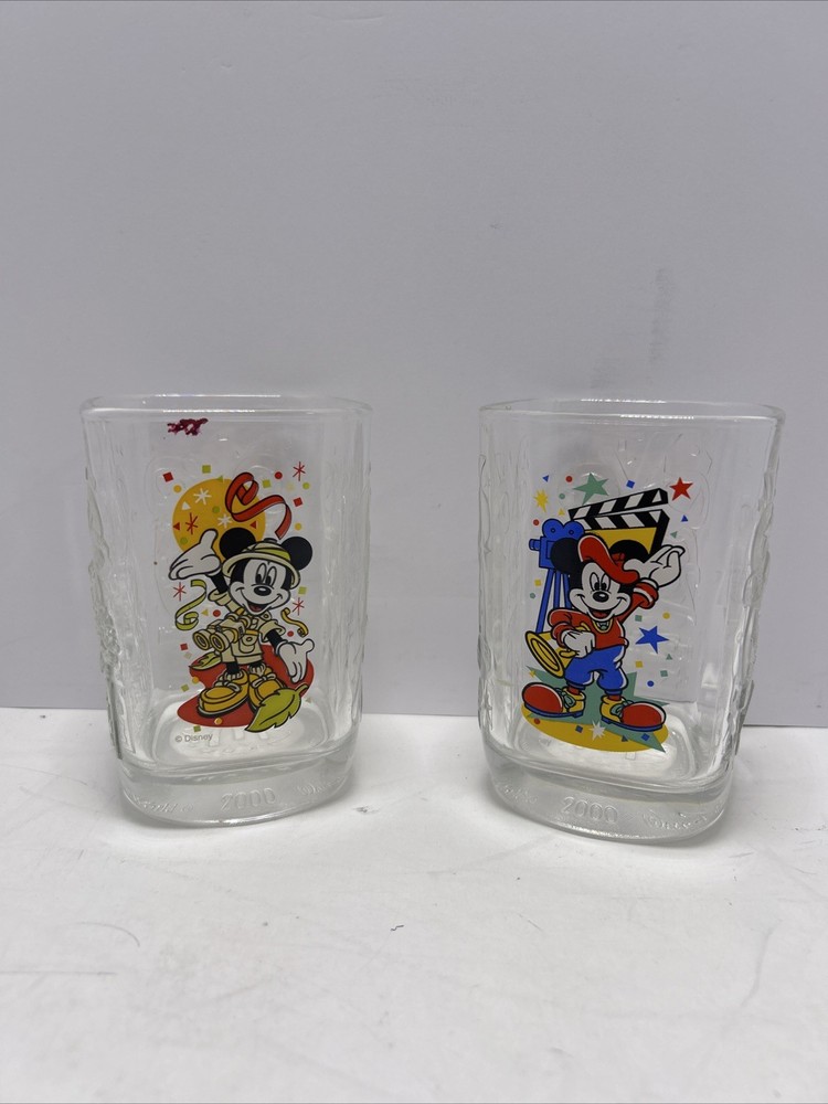 Vintage 2000 McDonald's Disney World Mickey Mouse Glasses Set of 2