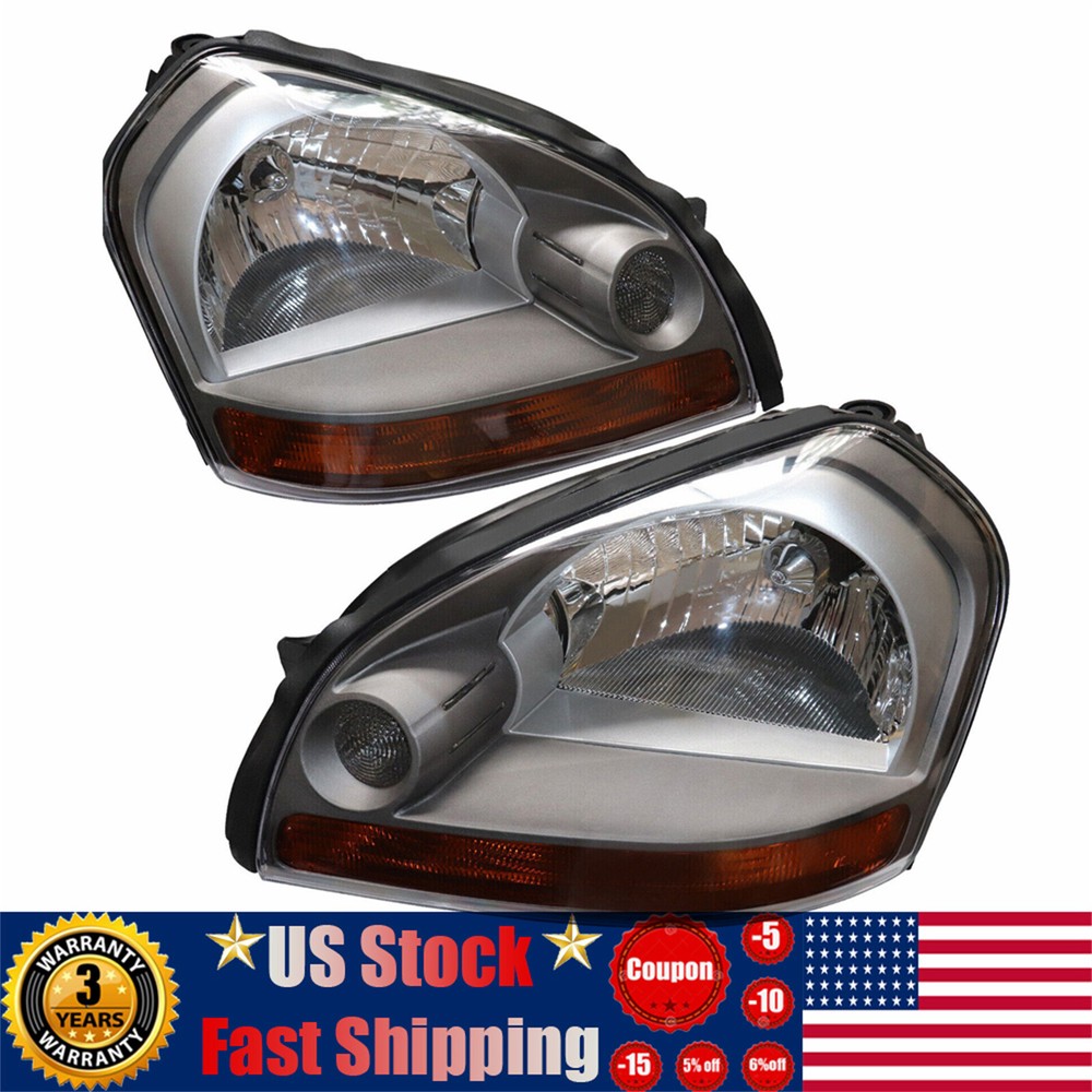 For 2005-2009 Hyundai Tucson Left+Right Pair LED Halo Clear Projector Headlights
