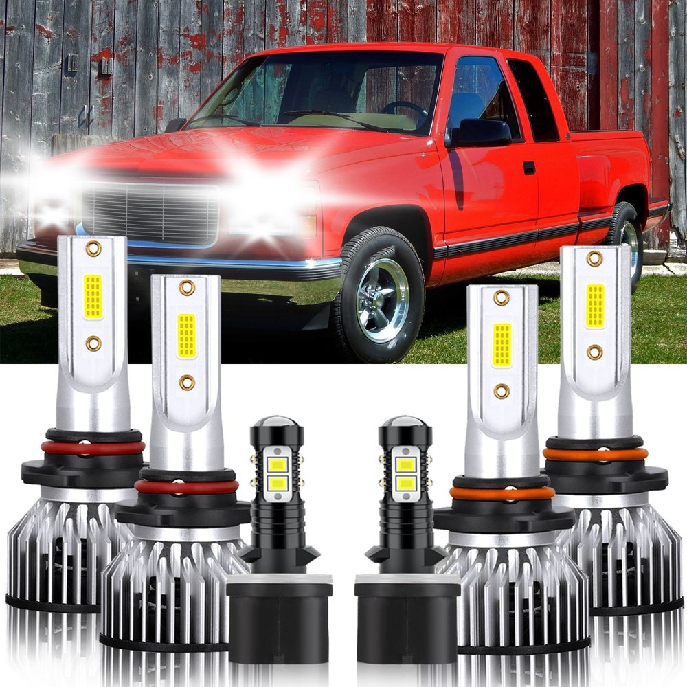 6x LED Headlight Hi Low Beam+Fog Light For Chevrolet Silverado 2500 HD 2001-2002