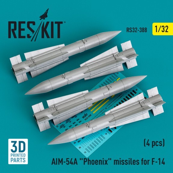 1:32 ResKit RS32-0388 AIM-54A Phoenix Missiles F-14 4pc 3D Print