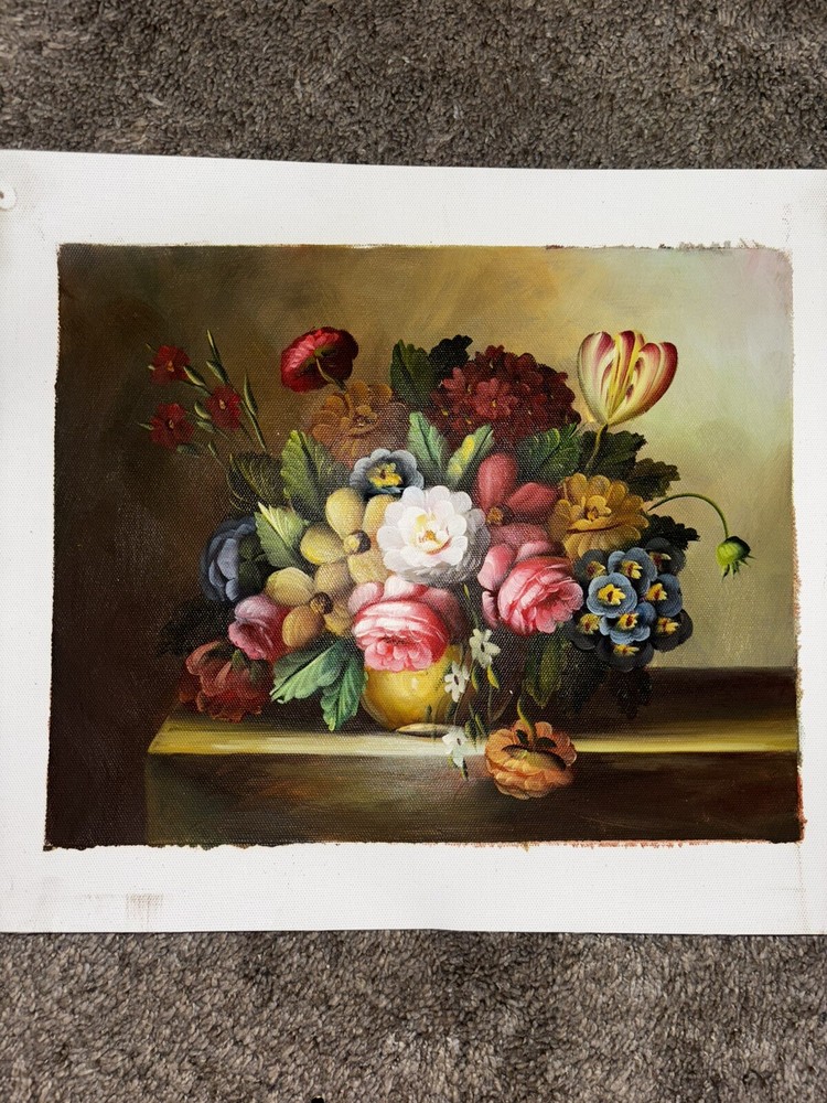 Bouquet Of Flowers Real Oil Painting On Canvas 9”x11”