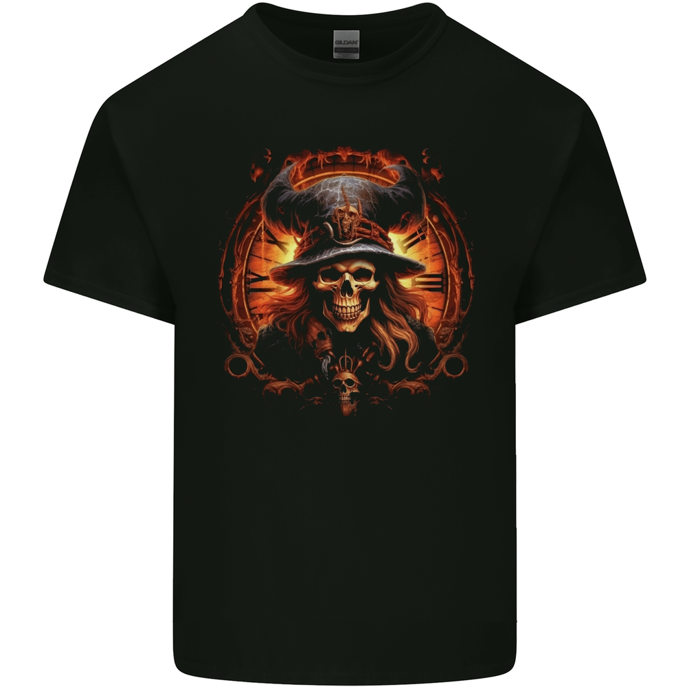Time of the Witch Skull Mens Cotton T-Shirt Tee Top