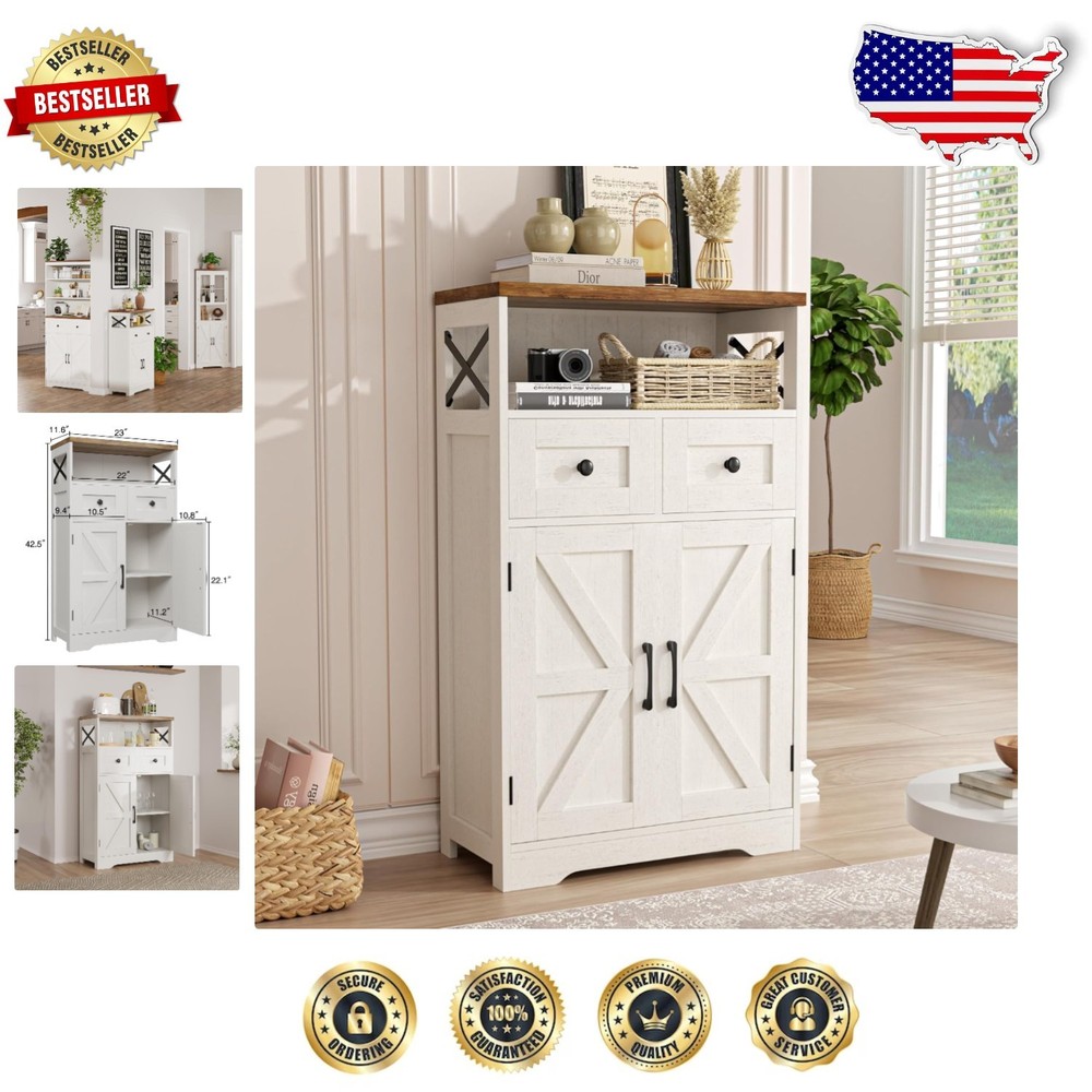 Charming Farmhouse Pantry Cabinet with Versatile Storage & Elegant Design