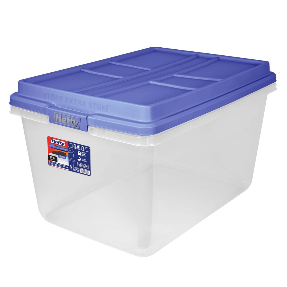 72 Quart Clear Stackable Plastic Storage Bin with Lid for Garage Organization