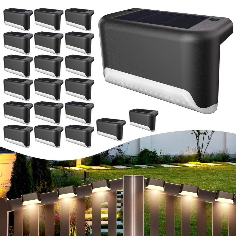Solar Deck Lights Outdoor, 20 Pcs Solar Step Lights, Waterproof LED Solar Lig...