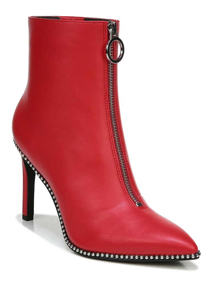 BAR III Womens Red Ball Chain Front Zip Ring Pull Briget Booties 6 M
