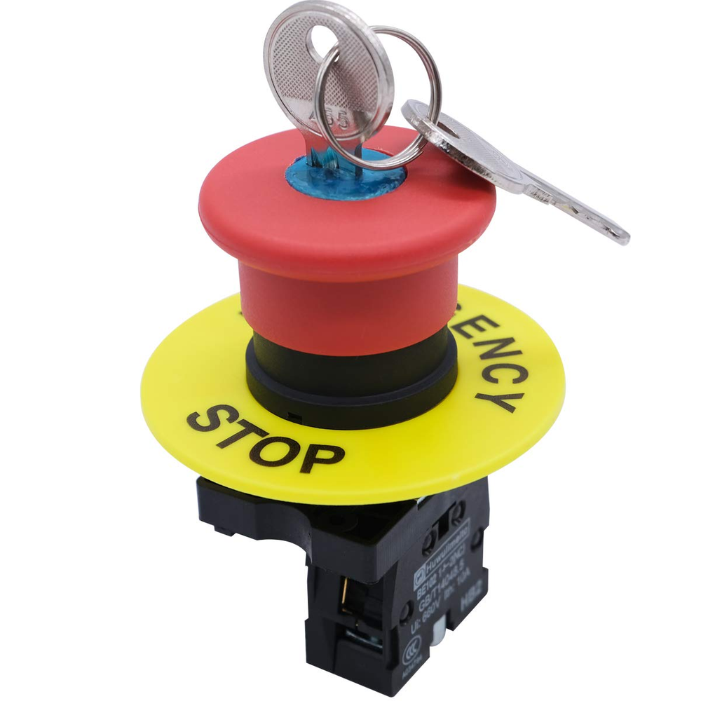mxuteuk 2NC 22mm Emergency Stop Push Button Switch Red Mushroom Equipment e S