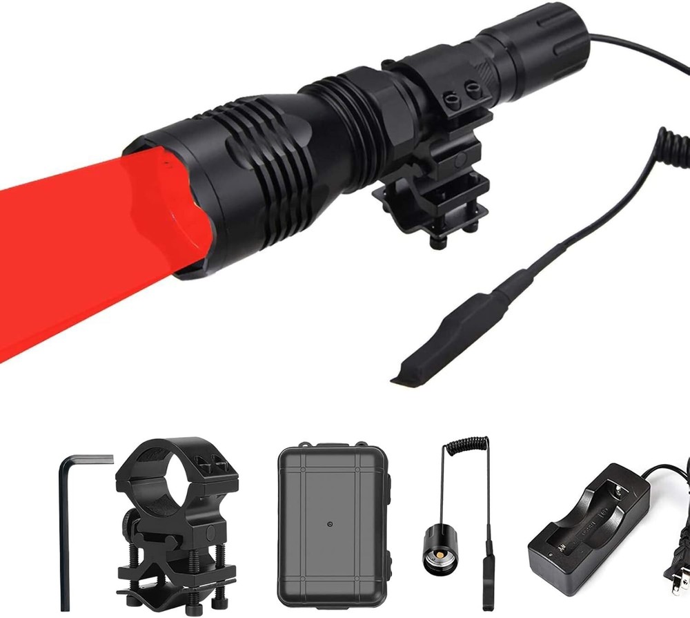 All-in-One Tactical Red Hunting Light - 350 Lumens with Barrel Mount & Switch