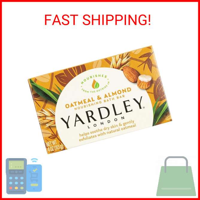 Yardley Oatmeal Almond Moisturizing Bar Soap 4 oz for Soft Smooth Skin