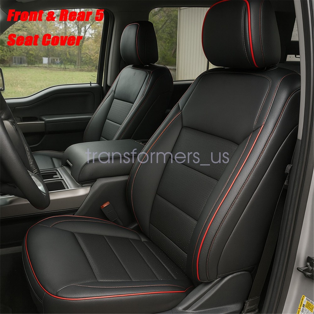 Fits 2009-2022 Ford F150 Crew Cab Leather Car Seat Covers Full Set Front & Rear