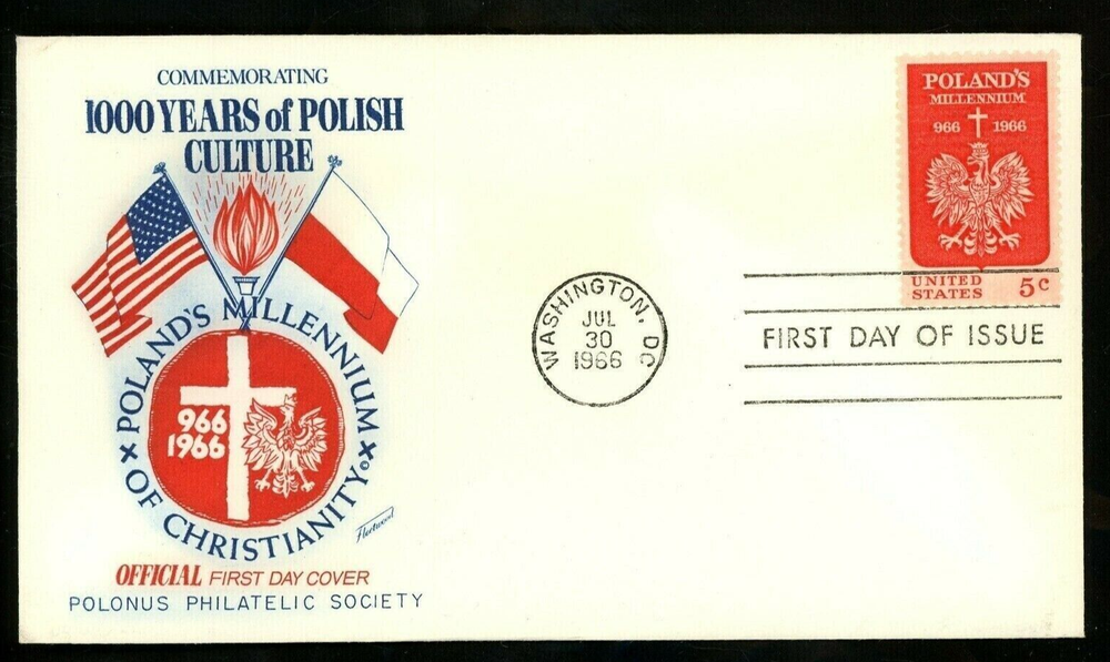 POLAND 1000TH ANNIV POLISH CULTURE 1966 FLEETWOOD   CCHET FDC UNADDR