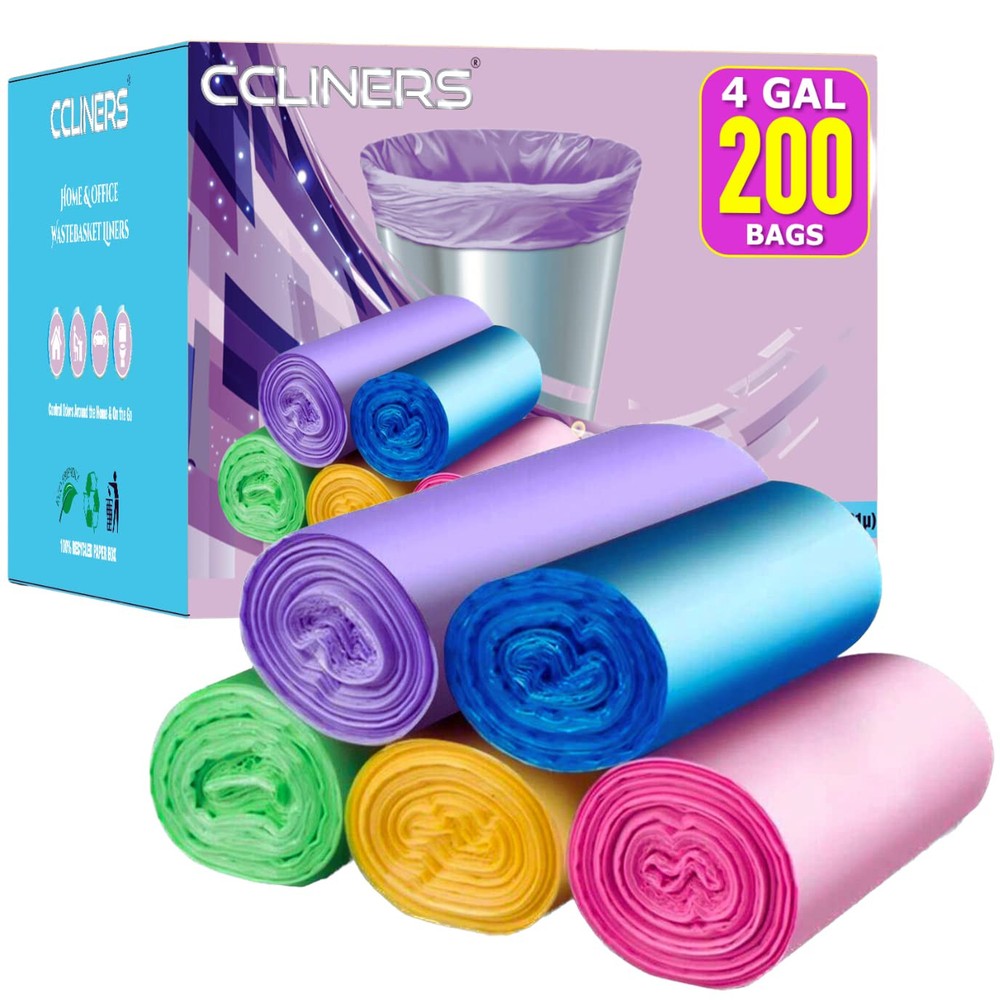 4 Gallon Trash Bag Small Garbage Bags Color Bathroom Trash Bags Office Can Li...