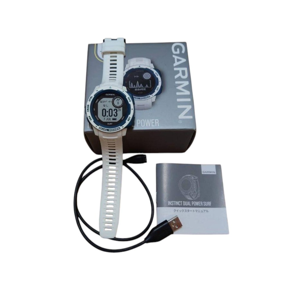Garmin Instinct Dual Power Surf Watch White Lightly Used Good Condition