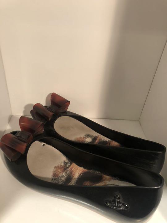 Vivienne Westwood Women 7.0US Melissa Collaboration Ribbon Flat Shoes Rain Milk