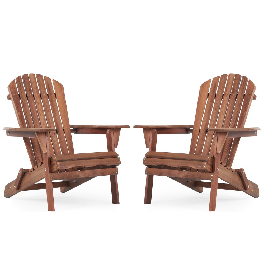 Wooden Outdoor Folding Adirondack Chair Set Of 2 Lounge Patio Chair