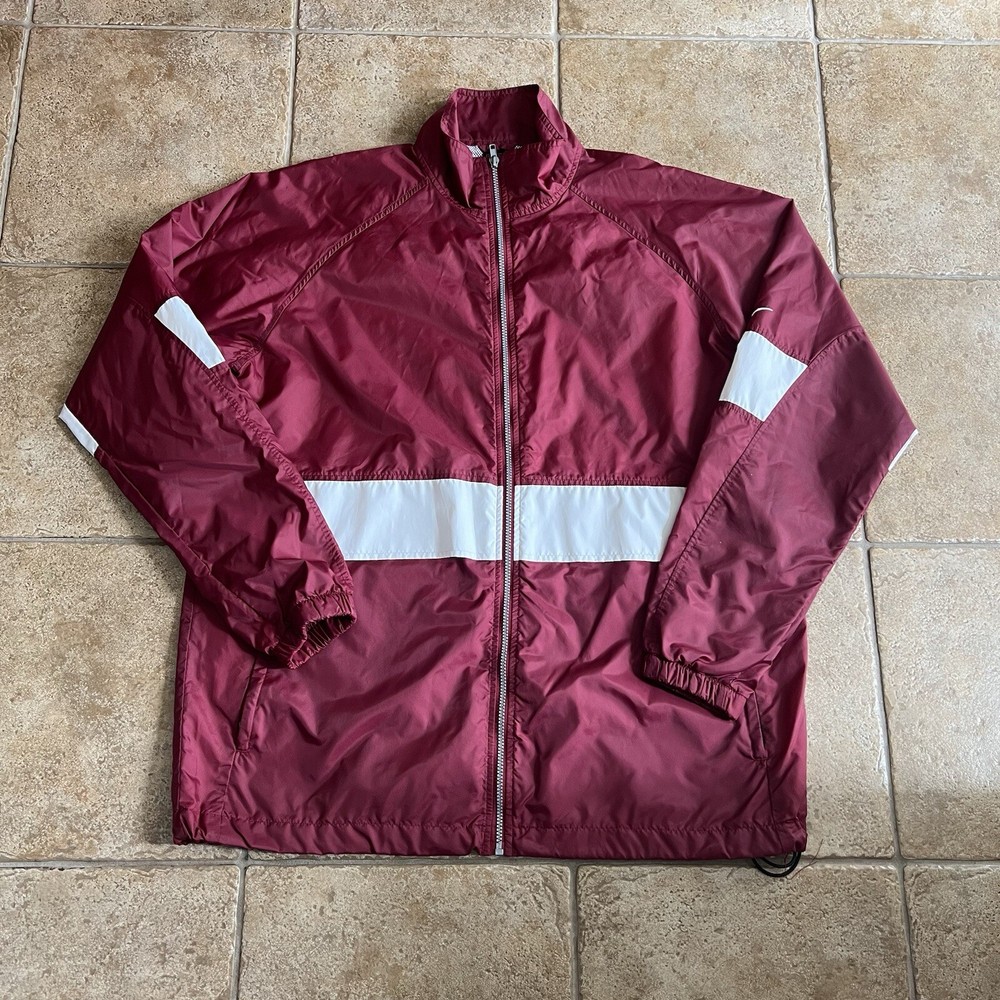 Vintage Nike Team Windbreaker Jacket Maroon Size XL Tall Full Zip 90s Sportswear