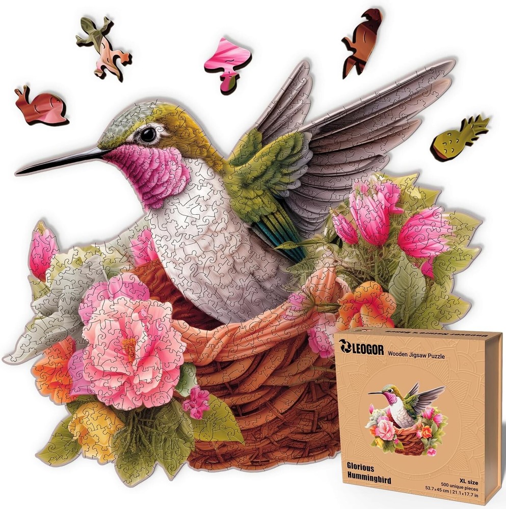 Unique Laser-Cut Hummingbird Jigsaw Puzzle for Adults - 500 Eco-Friendly Pieces