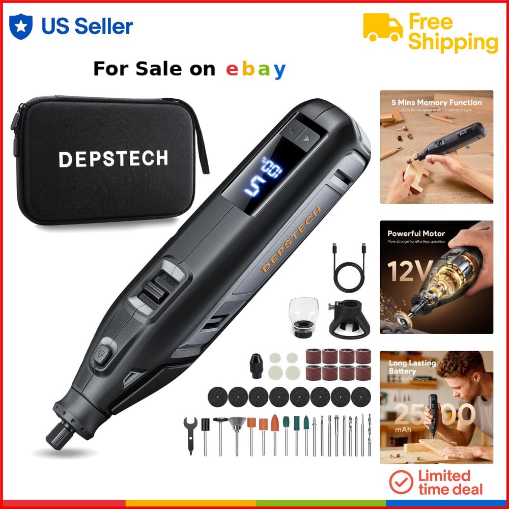 12V Cordless Rotary Tool Kit with 48Pcs Accessories Digital Display Fast Charging