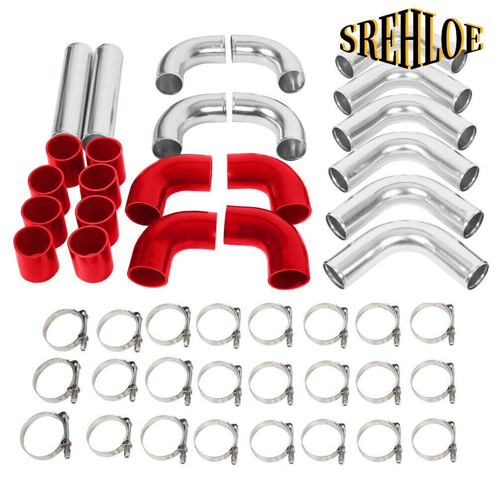Universal 2 inch 12Pcs Intercooler Piping Kit+ T-Bolt Clamp+ Red Silicon Hose